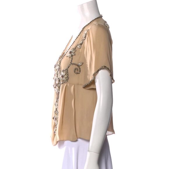 Designer Matthew Williamson Beaded Flounce Sleeve Sea Shell Top b84 - Picture 9 of 16